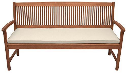 Beautissu Base BK Colchonetas para Bancos Cojines para Bancos con Costura de Rombos - comodísmo y desenfundable - Colchón para Banco de jardín 150x48x5cm Natural