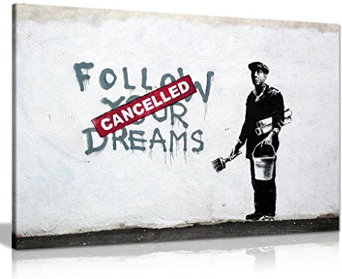 Panther Print Banksy Follow Your Dreams Graffiti-Leinwand-Kunstdruck (76,2 x 50,8 cm)