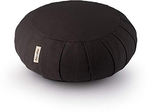 basaho CLASSIC Zafu Meditation Cushion | Organic Cotton | Buckwheat Hulls | Removable Washable Cover (Zen Black)