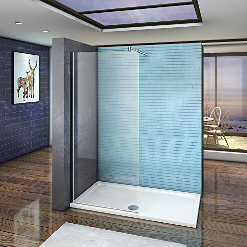 Paroi de douche 70x200cm paroi de fixation à l'italienne avec barre de fixation extensible cylindrique verre anticalcaire