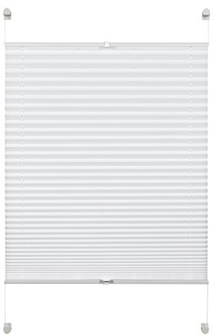 Deco Company Plissee zum Klemmen, Blickdichtes Faltrollo, Alle Montage-Teile inklusive, EASYFIX Plissee verspannt mit Zwei Bedienschienen, Weiß, 90 x 220 cm (BxH)