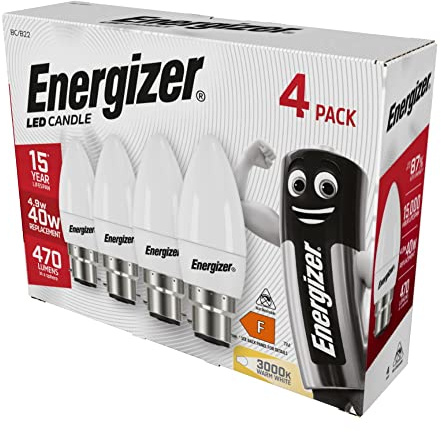 Energizer - Lampadina LED di ricambio da 6 W, 40 W, 4 W, bianco caldo, B22