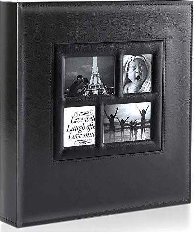 Benjia Photo Album 500 Pockets 6x4 Photos, Extra Large Size Leather Cover Slip in Wedding Family Photo Albums that Holds 500 6x4 / 10x15cm Photos Black