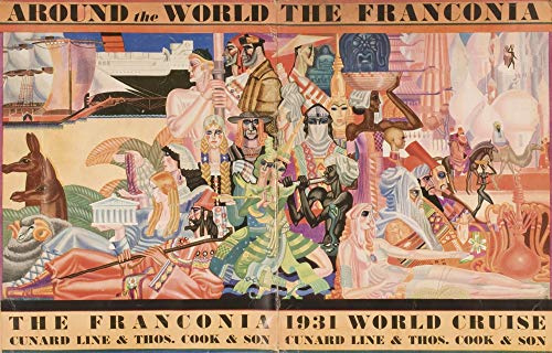 Posterazzi DPI1859463LARGE Cunard Line Promotional Brochure for The Franconia 1931 World Cruise. Front and Back Covers Photo Print, 36 x 22, Multi