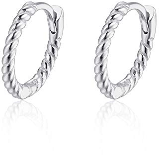 Gedrehte Mini Creolen Silber 925 Klein Gold Ohr Kreolen Vergoldet Klappcreolen 8mm 12mm Greolen Knorpel Helix Huggie Hoop Earrings Griolen Ohrringe