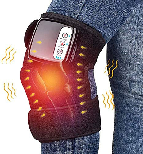 ZJWD Electric Heated Massage Knee Brace Wrap, 3 in 1 Rechargeable Heated And Vibration Knee Heating Pad Support for Knee Shoulder Elbow Joint Injury Cramps Pain Relief