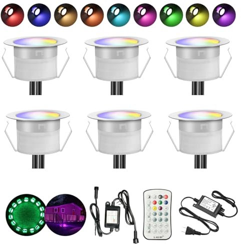 bodeneinbaustrahler aussen rgbw mit Fernbedienung, Ø45mm led einbaustrahler außen 12v mini led spot Light Terrasse Einbaustrahler IP67 Wasserdicht Led Boden Licht Terrassenbeleuchtung