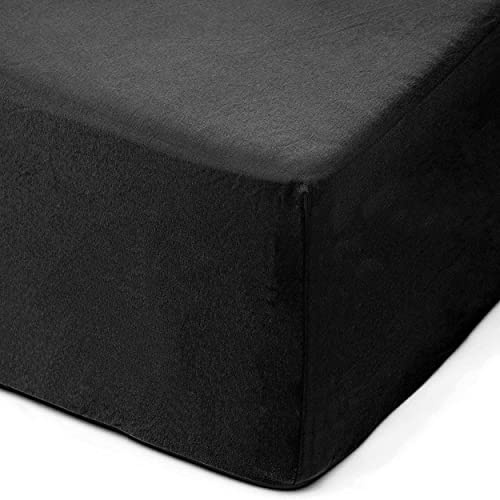 Amago - Spannbetttuch, 50 cm Steg, 100 prozent Baumwolle, 200 x 200 cm - Schwarz