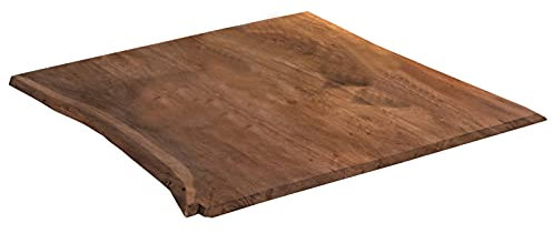 SAM Tischplatte 80x80 cm, Akazie massiv, nussbaumfarben, stilvolle Baumkanten-Platte, pflegeleichtes Unikat