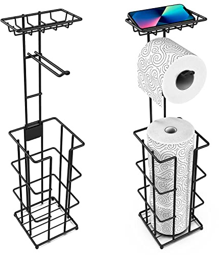 Vinsani Stainless Steel Freestanding Toilet Roll Holder, Stores 4 Spare