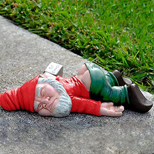 KEONSEN Funny Drunk Garden Gnome Statue 9.5 Inch (Red) | Garden Gnomes Statues Yard Decorations Outdoor Garden Decor, Patio, Lawn Ornament, Gardening Gifts for Women for Housewarming