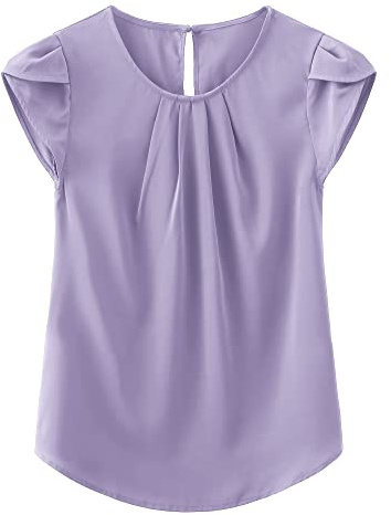 TASAMO Womens Chiffon Tops Dressy Keyhole Back Short Sleeve Blouses Summer Casual Business Lightweight Going Out Shirts