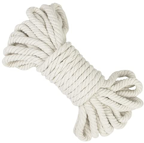 LEREATI Makramee Garn 10mm x 10m Baumwollseil Dicke Baumwollkordel Baumwollgarn, Macrame Cord Geflochten für DIY Handwerk, Basteln, Makramee Wandbehang, Vorhang, Hängepflanze (Natur)