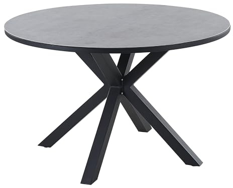 Beliani Tavolo da giardino in alluminio e vetro nero e grigio ⌀ 120 cm