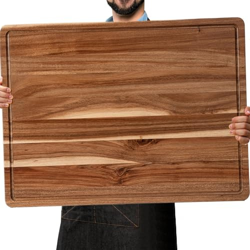 Fashionwu 60 cm Extra Large Cutting Board for Kitchen, 24 x 18 Inch Large Wooden Cutting Boards with Juice Groove, 1.2 Thick Butcher Block Cutting Board for Meat Vegetables, Large Charcuterie Board