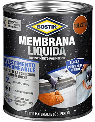 Bostik Membrana Liquida Rivestimento Polimerico impermeabilizzante elastico Terracotta Latta 1kg