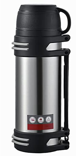 KIDENEI Botella aislada al vacío de 2.0 L con asa, jarra de agua aislada de acero inoxidable con correa, mantiene el calor o el frío las 24 horas, termo de café para viajes, senderismo, pesca