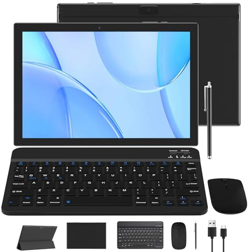 tablet 2 en 1 de 6 GB + 64 GB, 10 pulgadas Android 13 Tablet Set, tabletas con funda para teclado, mouse Stylus Screen Flim, ddr4 5G Wi-Fi WIFI6 10.1 IN HD visualización táctil 8MP cámara doble,