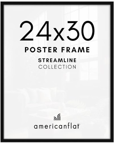 Americanflat 24x30 Poster Frame - Slim Molding - Black