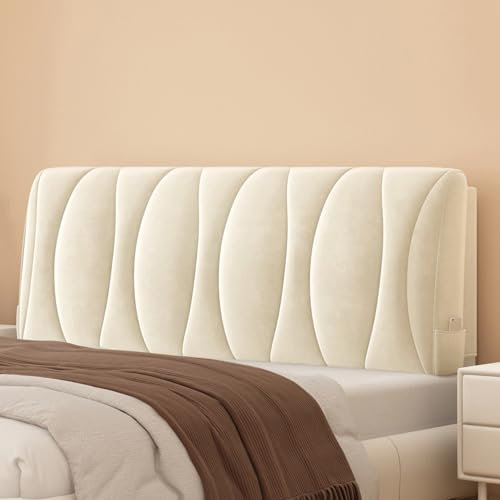 ZZYK Rechteckiges Lesekissen Wandkissen,Kissenstütze Für Großes Kopfteil,Einfarbiges Schlafzimmer Tagesbett Positionierung Rückenlehne Mit Abnehmbarem Bezug,Beige,Paste 79/King