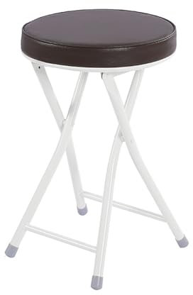 Hocker Klappbar Barhocker Klappbar Mit Rundem PU Leder Softkissen Klapphocker Faltbar Mit Rutschfesten Füßen Küchenhocker Maximale Belastung 120kg Für Bar Café Keine Installation (Color : Brown)
