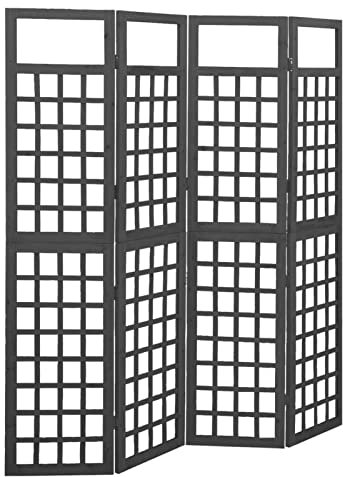 Tidyard 5-TLG. Paravent/Spalier Tannenholz Massiv Paravent Rankhilfe Raumtrenner Raumteiler Trennwand Umkleide Sichtschutz Spanische Wand 161 x 180 cm (B x H) Dicke: 2 cm Schwarz