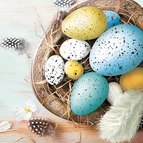 20 Servietten Ostern Natürliche Eier in bunten Farben als Tischdeko. Papierservietten mit Motiv. Auch für Decoupage und Serviettentechnik 33x33cm