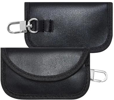 HLQXHM Hochwertige Faraday-Box, schützt Ihren Schlüsselanhänger, RFID-Signalblockiertasche, PU-Leder, Anti-Diebstahl-Tasche, Anti-Hacking-Etui, Blocker (Farbe: A)