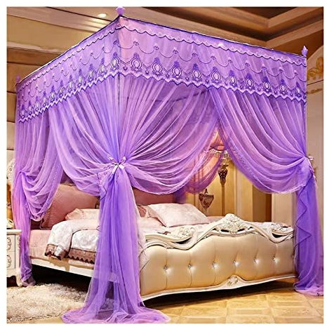 Betthimmel, luxuriöses Moskitonetz, Schlafzimmerdekoration, Bettvorhang und Betthimmel, für Einzelbett, Doppelbett, 1,2 m/1,5 m/1,8 m/2 m, einfache Installation mit stabilem Ständer (Farbe: