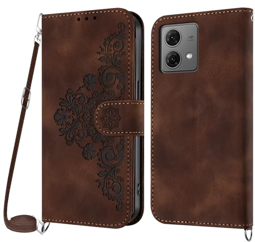 Netany Funda para Motorola Moto G84 5G con Cuerda, Flip Billetera Funda Tapa Libro PU Cuero con Ajustable Cordón,【2 Ranuras】【Hebilla Magnética】,Funda Piel Carcasa Case para Moto G84 5G Cuerda (Marrón)