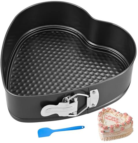 22 CM Heart Shaped Cake Tin with Buckle Design, 8.5 In Non-Stick Springform Cheesecake Tin Springform Heart, Cake Tins Fast Thermal Conductivity for Perfectly Shaped for Baking Easy to Demould