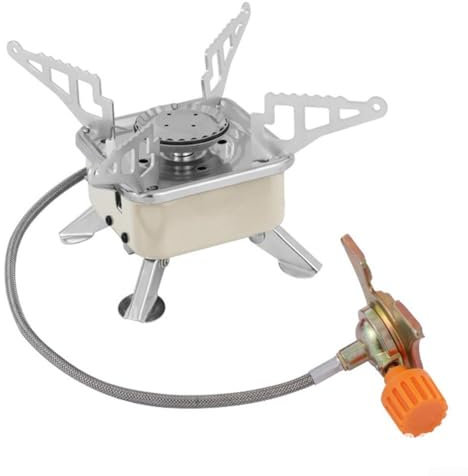 Kassettenofen aus Aluminiumlegierung, tragbar, klein, quadratisch, Kochgeschirr, Klappkocher für Camping, Wandern, Picknick und Grillen (B milchig weiß)