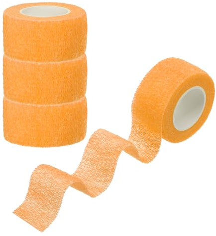 PATIKIL Sport Selbstklebendes Band, 4er Pack 2 X 5 Yards Verband Wrap Atmungsaktives Elastisches Band Verhindert Fingerreibung für Golf Baseball Volleyball, Orange