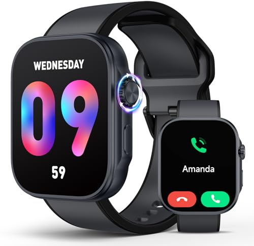 Smart Watch for Men Women, 100 Sport Modes Fitness Tracker, 1.99 AMOLED Display, 3ATM Waterproof Smartwatch, Blood Pressure Heart Rate Blood Oxygen Sleep Monitoring, Compatible with Android iOS