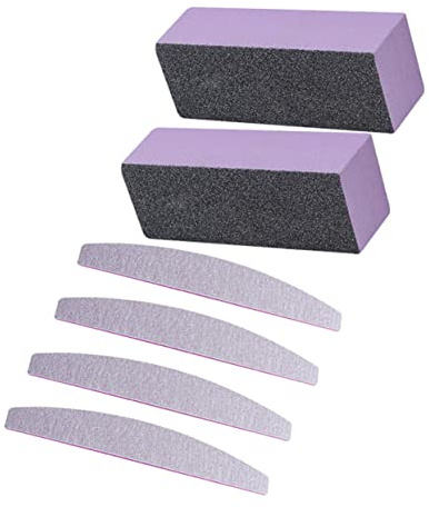 Healeved 6pcs Triple-Sided Sponge Nail File Three Sides File Nail Grinding Bar Manicure Accessories Kit
