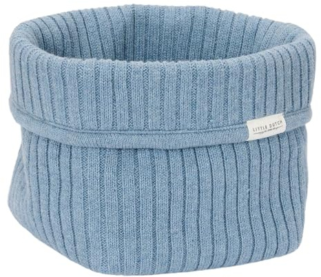 Little Dutch Wickeltischkörbchen Körbchen Korb Utensilo Organizer für den Wickeltisch Baby Strick klein Denim Blue blau - Pure