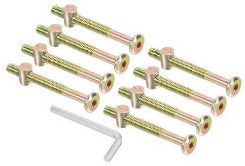 PATIKIL Bulloni M8 x 80 mm per letto a castello, confezione da 8 viti a cilindro, kit assortito con 1 chiave per mobili e letto, colore zinco