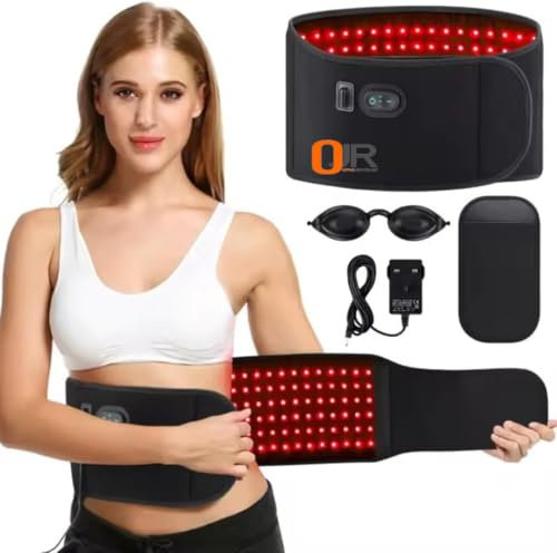 OrthoJointRelief Red Light Therapy Belt Pain Relief - 660nm Red & 850nm Near-Infrared Light, Wearable Heated Wrap for Muscle Back Waist Shoulder & Abdomen