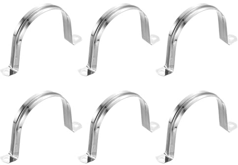QUARKZMAN 6 stycken hårda rörklämmor, 80 mm (3,15 tum) 201 rostfritt stål med 2 hål U-formade rörfäste hängande rörklämmor för fastsättning av rör kabel
