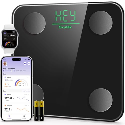 Ovutek Smart Scale for Body Weight, Body Fat Scale Digital Bathroom Scale BMI Weighing, Accurate Body Composition Monitor for People with Smartphone App, Max 180kg