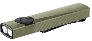 OLIGHT Arkfeld Ultra 1400 lumen EDC-ficklampa, uppladdningsbar kompakt ficklampa med vit LED, UV- och grönt ljus, 3 ljuskällor, perfekt för daglig användning och arbete (olivgrön)