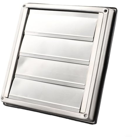 Bulevisiter Heavy Duty Stainless Steel Wall Vent Cover With Self Closing Louvers Weatherproof Air Duct Grille For Range Hood Bathroom Exhaust Fan(150MM)