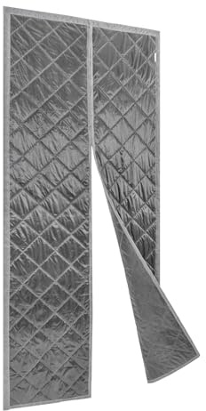 Thermal Insulated Door Curtain 95x210cm Magnetic Thermal Insulated Door Cover to Keep Warm Draught Excluder Soundproofing Automatically for 36x82 Inch Full Frame Magic Tape (Gray)
