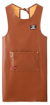 Delantal impermeable de piel sintética para hombres y mujeres, delantales resistentes al aceite con correas ajustables y bolsillos, elegante delantal de trabajo para cocina, restaurante, barbacoa o