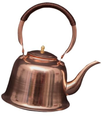 Bouilloire à thé en cuivre de 1 L pour cuisinière à induction et à gaz, théière traditionnelle avec poignée résistante à la chaleur pour faire bouillir de l'eau et du café, compacte 14 x 20 cm