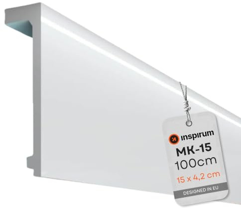 Inspirum Hohe Gardinenblende Lichtblende MK-15, 150x42x1000 mm, Preis pro Meter, Stuckleiste für Vorhangschiene & Beleuchtung, Überstreichbar