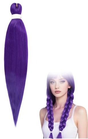 Pelo sintético lila para trenzar mechones de pelo para trenzar trenzas trenzadas trenzas postizas postizas extensiones para escenarios, fiestas, cosplay peluca (A)