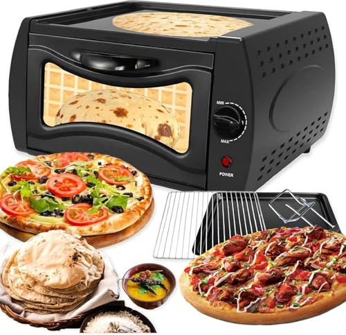 Electric Pizza Oven Indoor Tandoor Oven, 15L Countertop Pizza Maker with Disk & Clamp, Temperature Control 50-400℃, for Chapati, Roti, Lahmacun, Manakish, Naan Bread