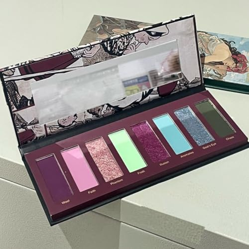 KARLOR Smoky makeup Lidschatten Palette, 8 Farbe Glänzend Lidschatten Lila Grau Silber Schwarz Grün Lidschatten Glitzer Matt perlmuttartig Punk Gothic Make up hochpigmentiert (8 Farbe)