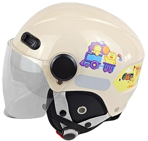 Casco Per Bambini, Casco Da Bici Per Bambini, Mezzo Casco Da Moto Per Bambini Con Visiera, Casco Da Scooter Regolabile Per Ragazzi E Ragazze, Casco Da Bicicletta Multisport 4,(48-55CM)